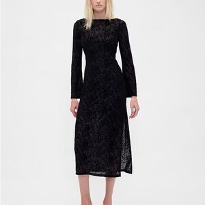 GAP Black Floral Midi Dress